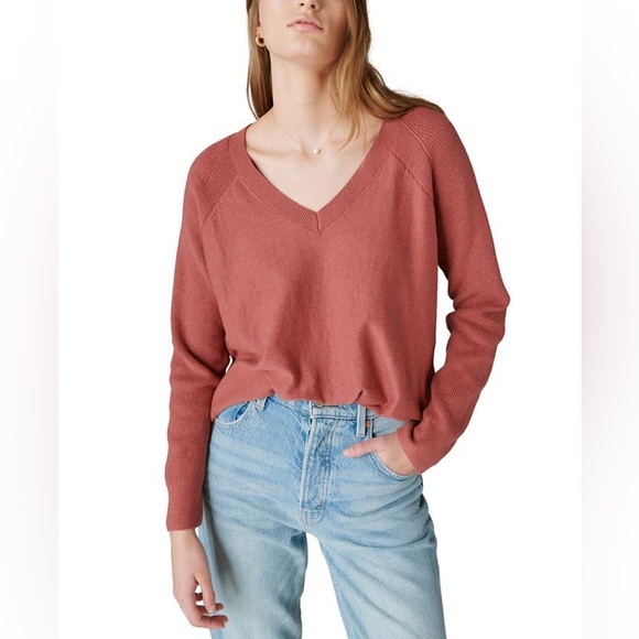 LUCKY BRAND SOFT V NECK PULLOVER SWEATER - Picture 1 of 4